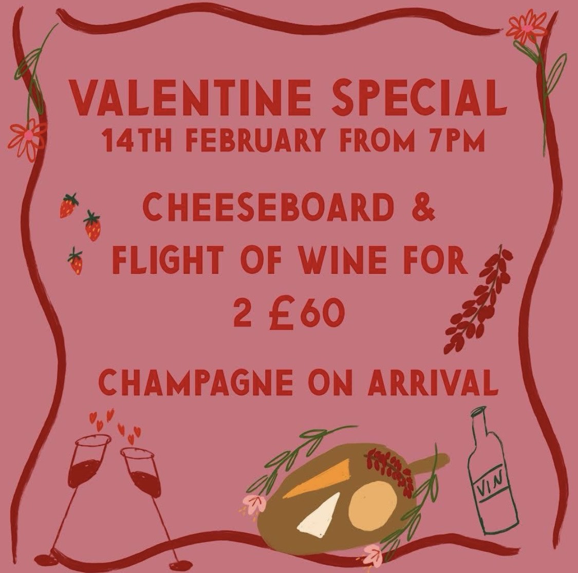 Valentine's Wine and Cheese for two
